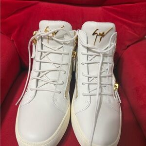 Giuseppe Zanotti White and Gold High-Tops